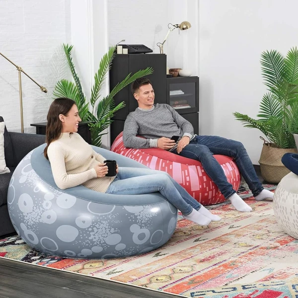 Puff Inflable Sillón Asiento Respaldo Bestway Silla Grande Variante Color Azul