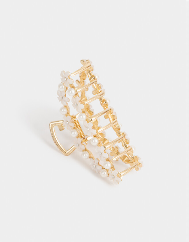 Broche Premium Broche Metálico Flores - Blanco Crudo