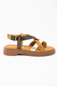Sandalias De Cuero Tiras Cruzadas Multi