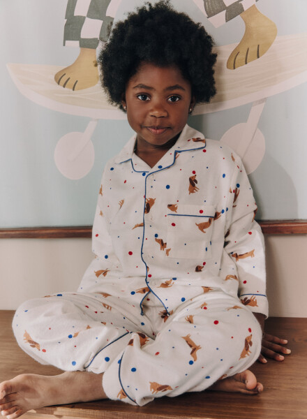 Pijama franela bow pattern Marfil
