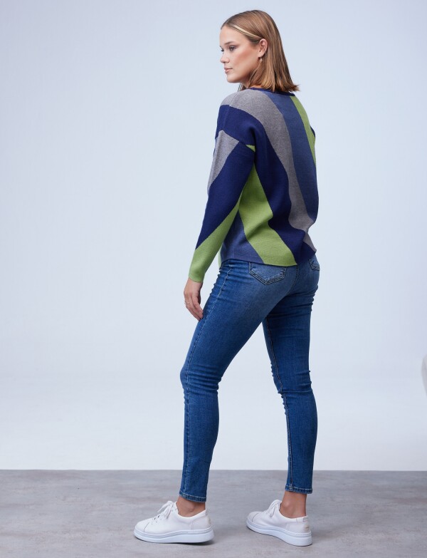 Buzo Dolman Colorblock MULTI/VERDE
