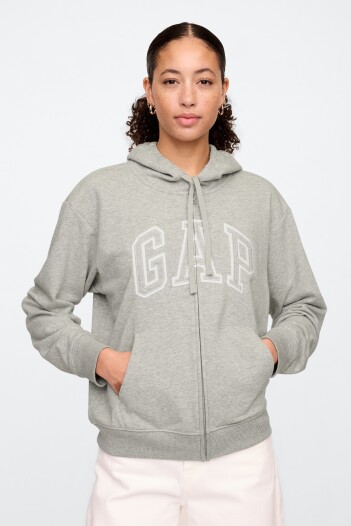 Canguro Con Cierre Logo Gap Sin Felpa Mujer Light Grey