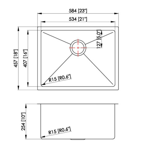 Pileta De Cocina Cuadrada Negra Acero Inoxidable 58.4X45.7X25.4 Incluye Desague Y Canastilla Aqualia 000