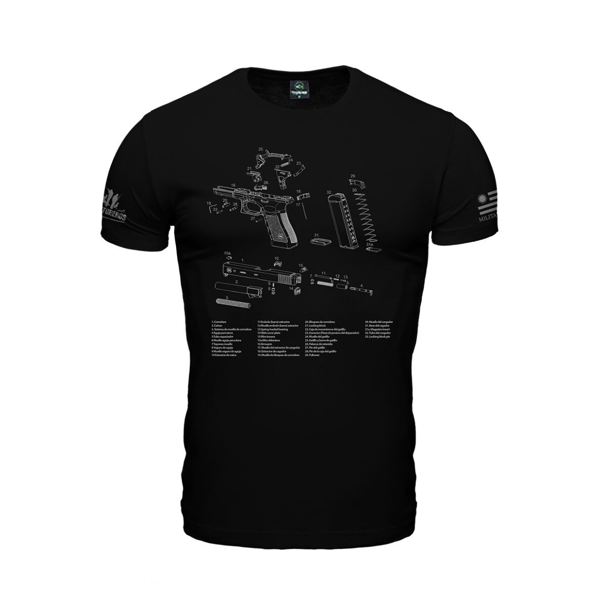 Remera manga corta Diagrama Glock - Negro 