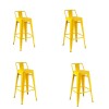 Taburete Tolix Pack 4 unidades En Metal Con Respaldo Amarillo