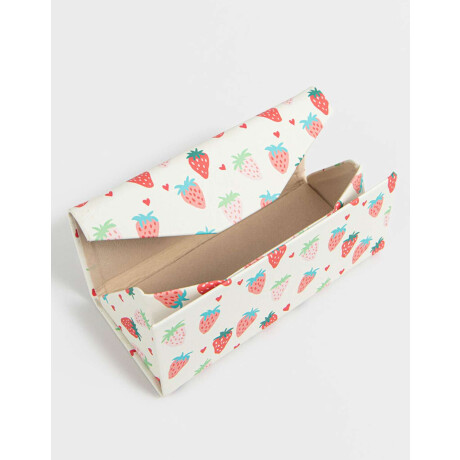 Estuches De Anteojos Con Frutillitas ''berry'' Blanco Crudo