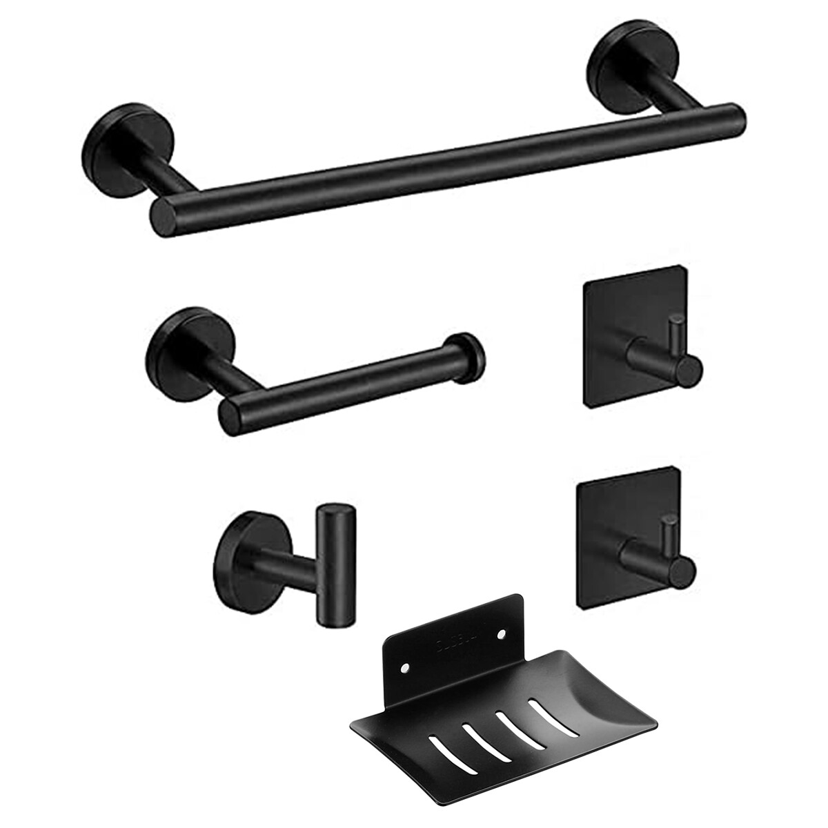 Conjunto de accesorios para baño 6 piezas en metal - NEGRO 