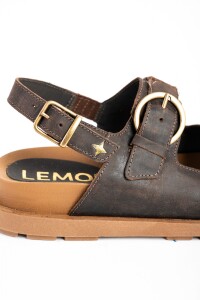 Sandalias De Doble Tira Con Talón Chocolate