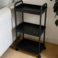 Organizador De Baño/cocina De Metal Con Ruedas 3 Estantes Negro