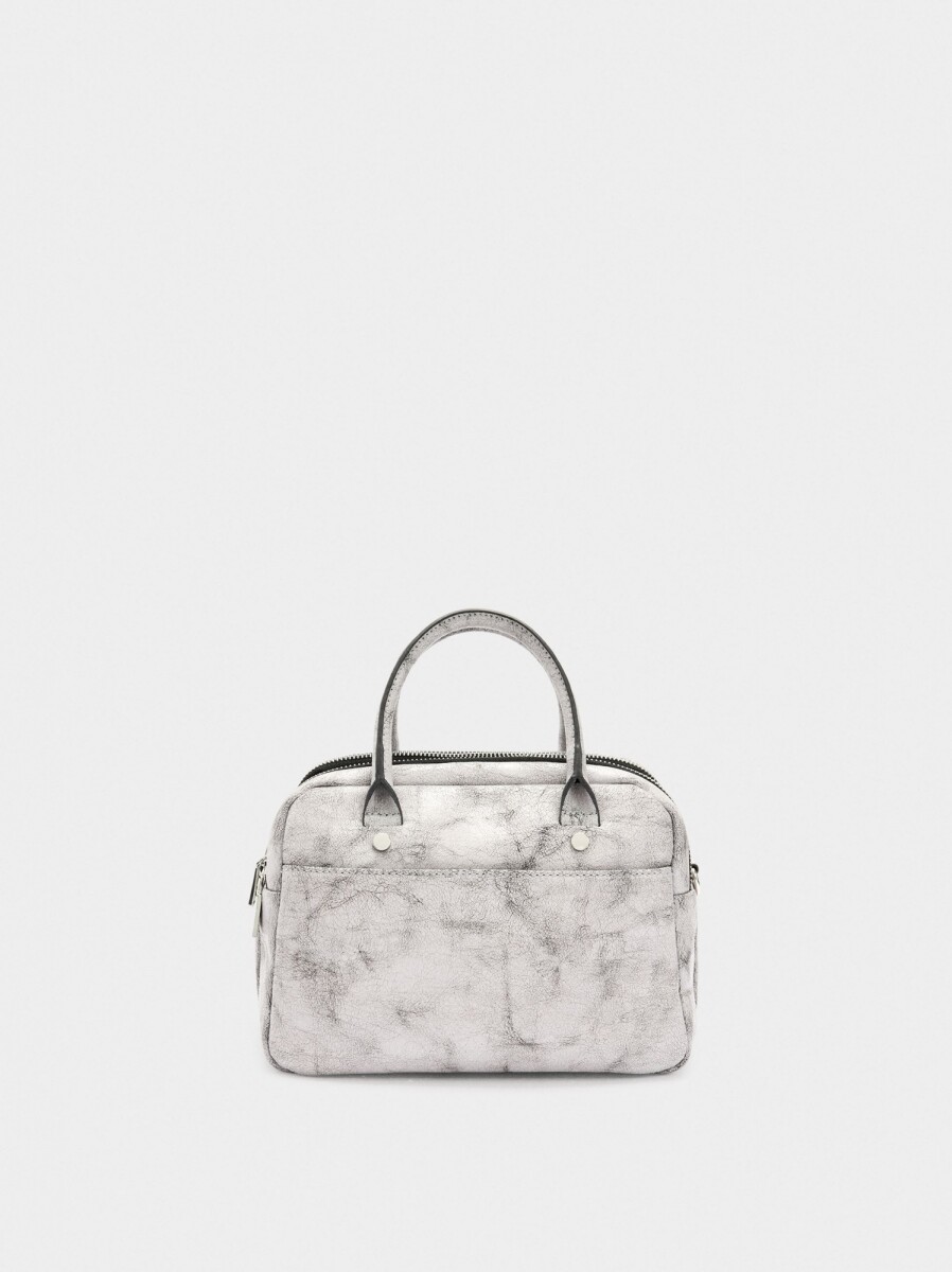 Bolso Bowling Efecto Craquelado - crudo 