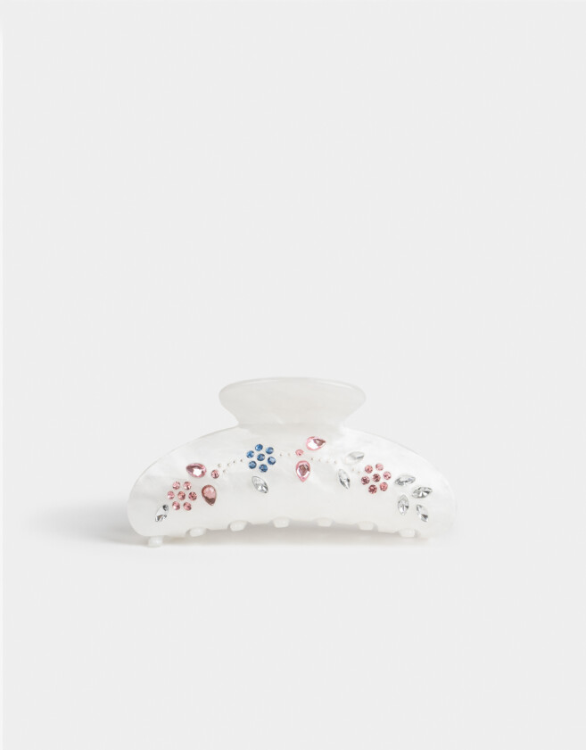 Broche Premium Broche Acrílico Strass - Blanco Crudo
