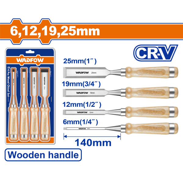 JUEGO DE 4 FORMONES MANGO MADERA WADFOW WWC3214 JUEGO DE 4 FORMONES MANGO MADERA WADFOW WWC3214