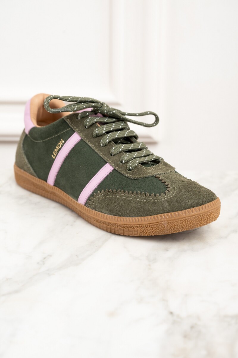 Zapatilla Gamuza Cuero Oliva
