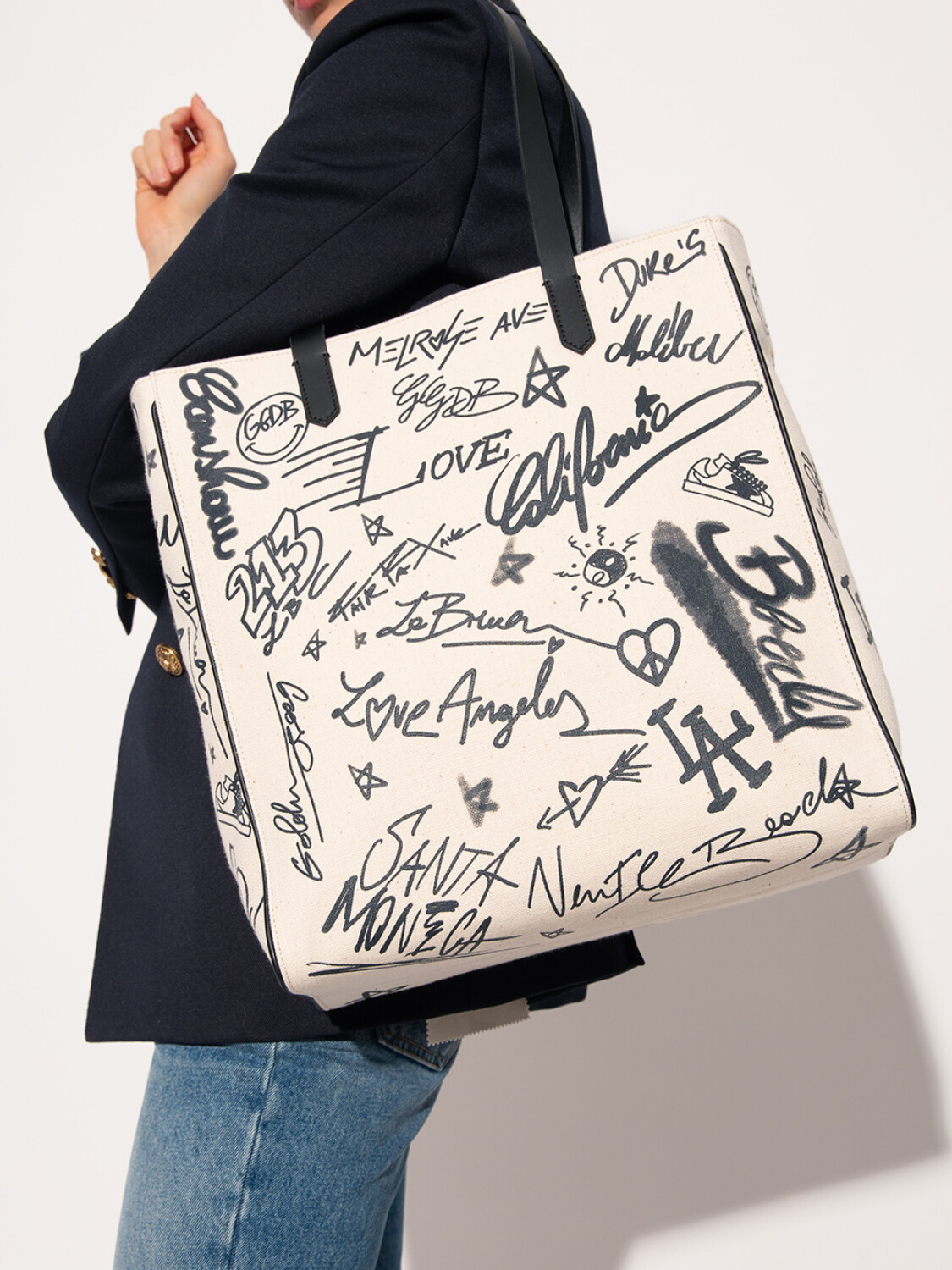 Golden Goose-Cartera de lona estampada, California Blanco