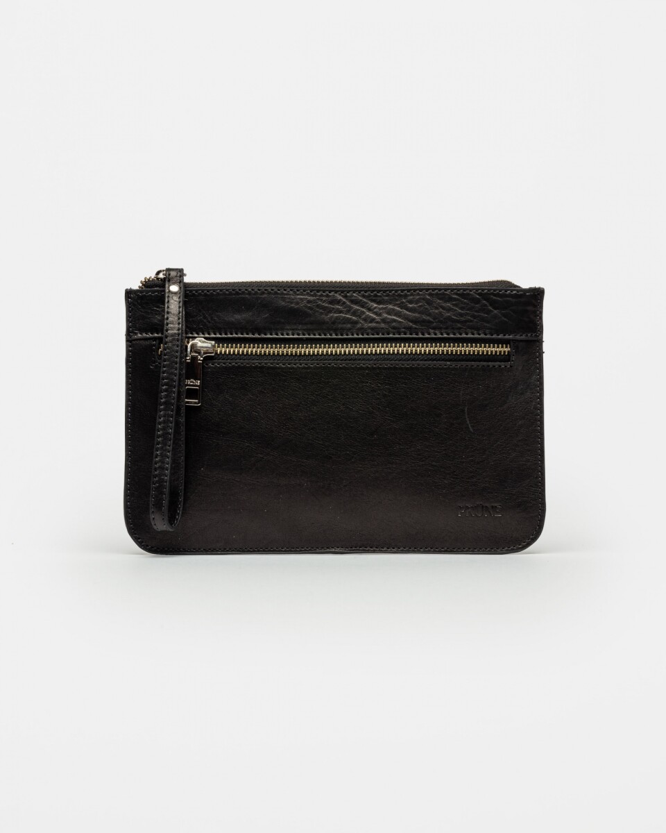 Porta Papeles Praga En Cuero Natural Satinado - Negro 