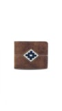 BILLETERA ODIN C/ BORDADO TABACO C/ AZUL