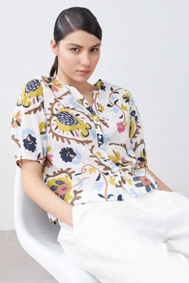 Camisa estampada blanco