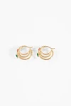 Aros acero triple strass 2,5 cm dorado