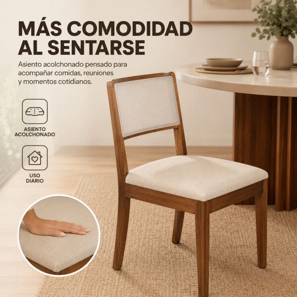 Silla De Comedor ComboHome Lola Madera Maciza Ratan Natural Blanco 1