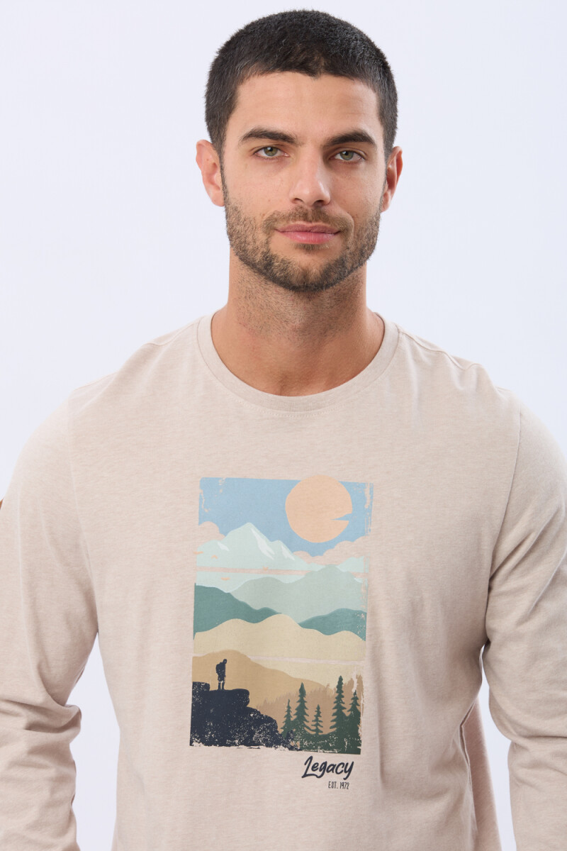 REMERA ESTAMPADA DE ALGODÓN - Beige 