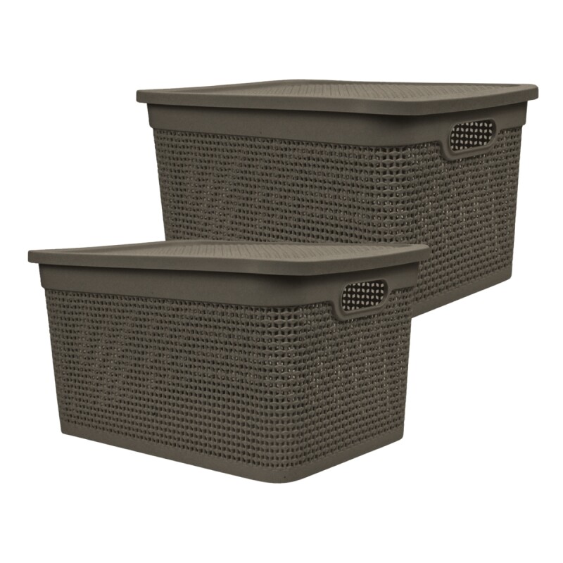 Set x2 Caja simil ratán 25 lts CHOCOLATE