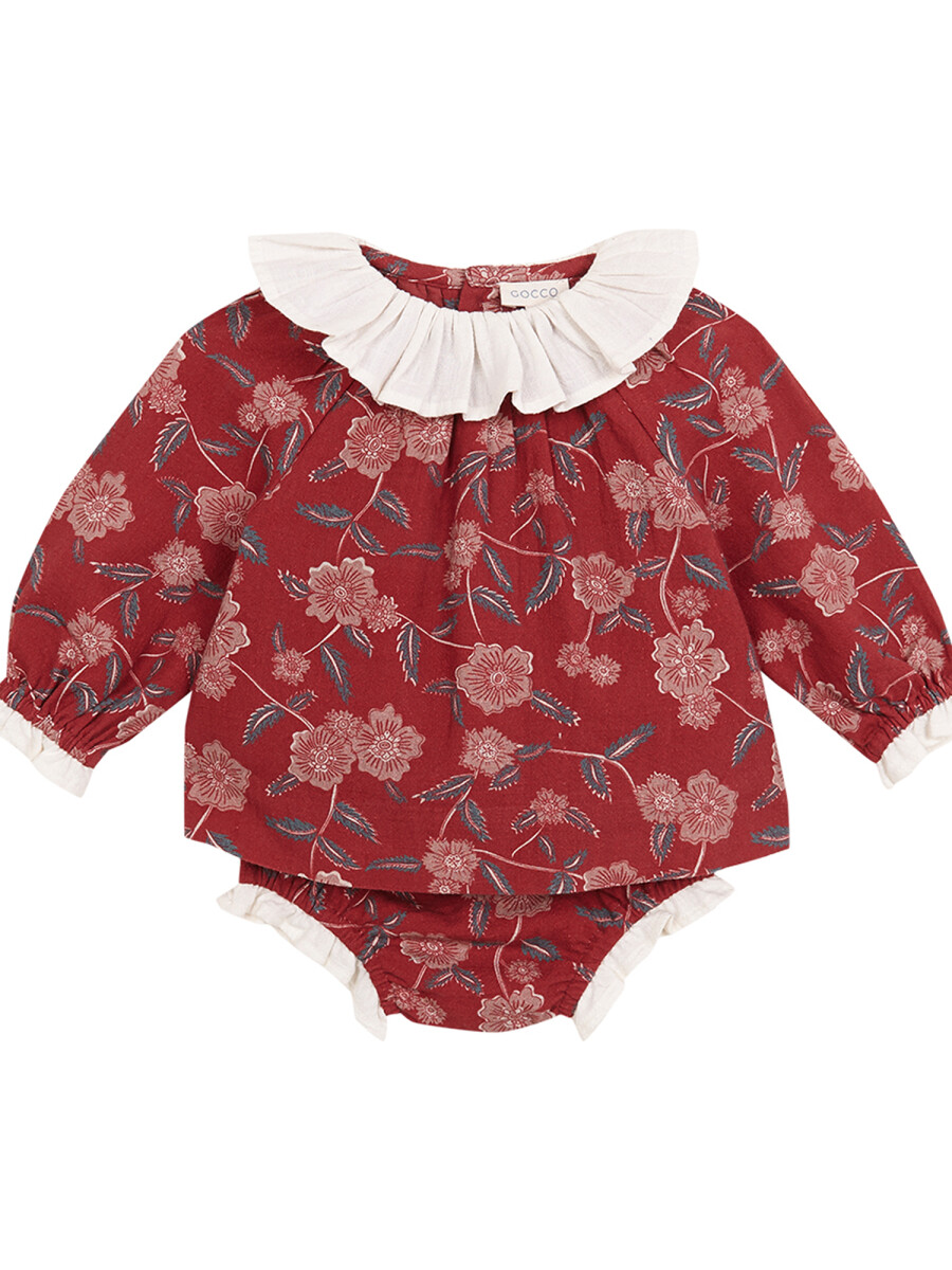 Vestido Estampado Con Granate