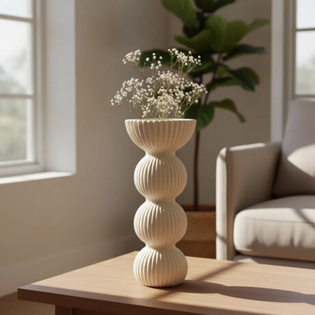 Florero Colección Ondine Decoración Hogar Oficina Ø11x25Cm Natural
