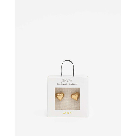 Aros Pasantes De Acero Corazón Dorado