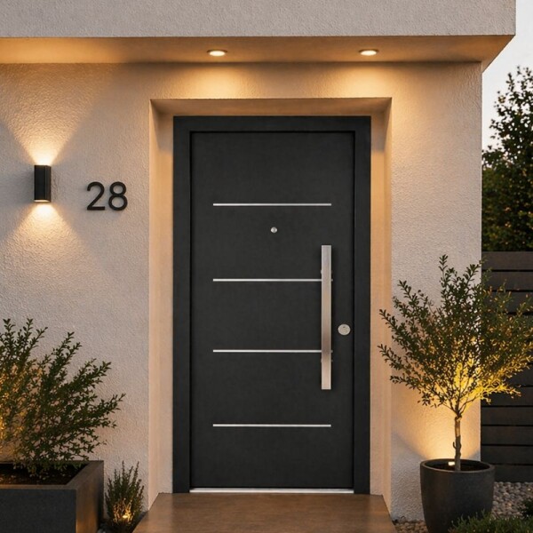 PUERTA BLINDADA CON BARRAL NEGRA 35K - IZQUIERDA PUERTA BLINDADA CON BARRAL NEGRA 35K - IZQUIERDA