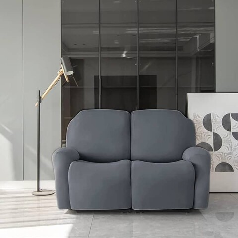 Funda sillón reclinable 2 cuerpos lisa gris