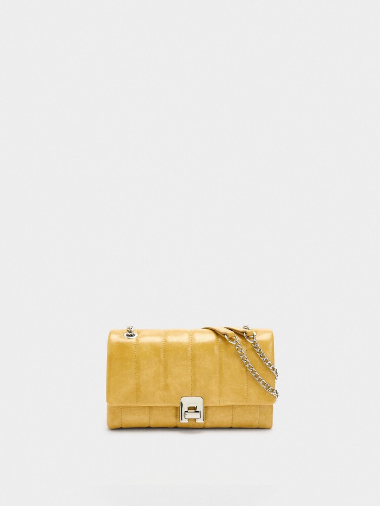 Bolso De Hombro Acolchado amarillo