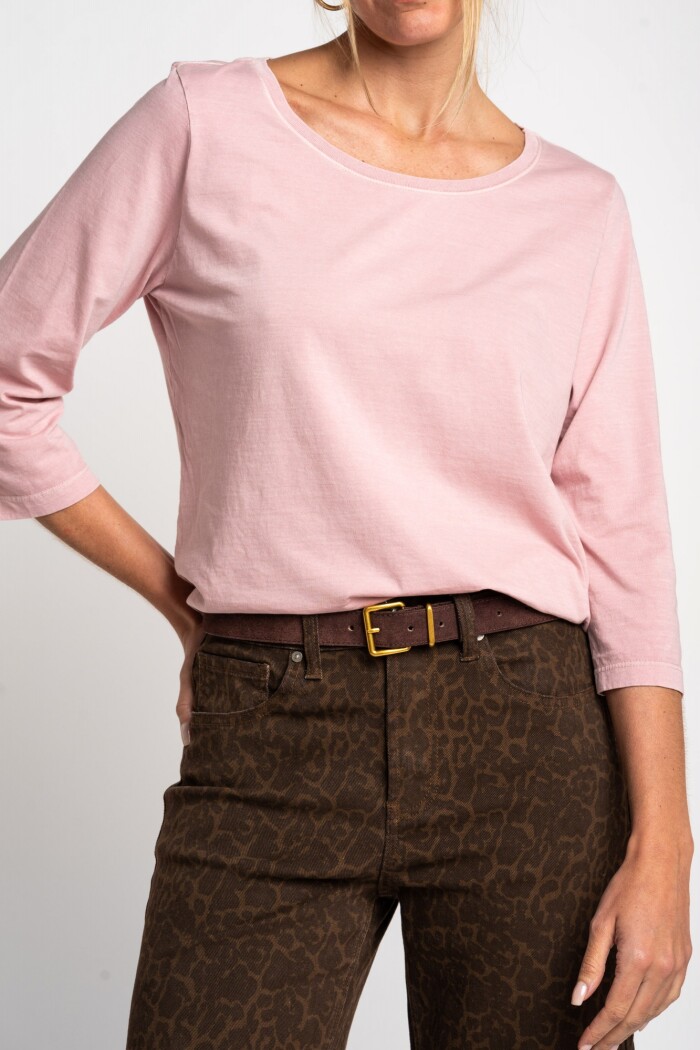 Remera Lavada Manga 3/4 Rosa