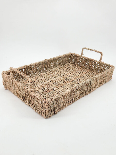 BANDEJA RECTANGULAR TEJIDA MARRON