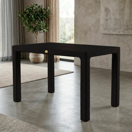Mesa Comedor Exterior Jardín Rattan 150x90cm Armable Negro