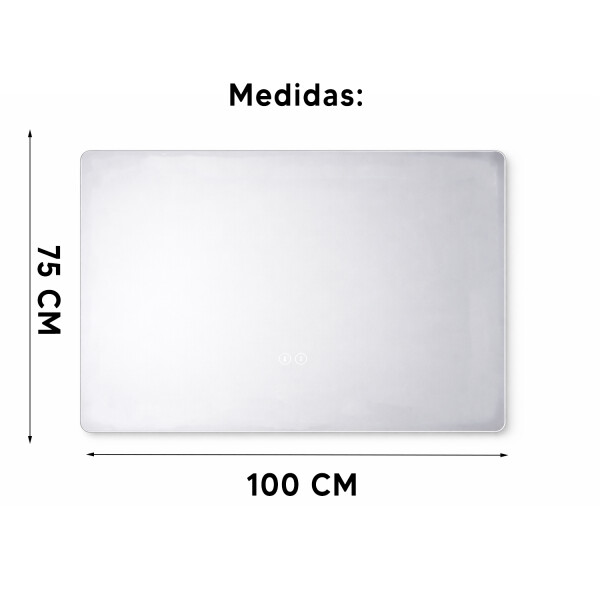 Espejo Led Rectangular Baño Led06 75 X 100 Cm Desempañador ESPEJO RECTANGULAR LED06 75X100