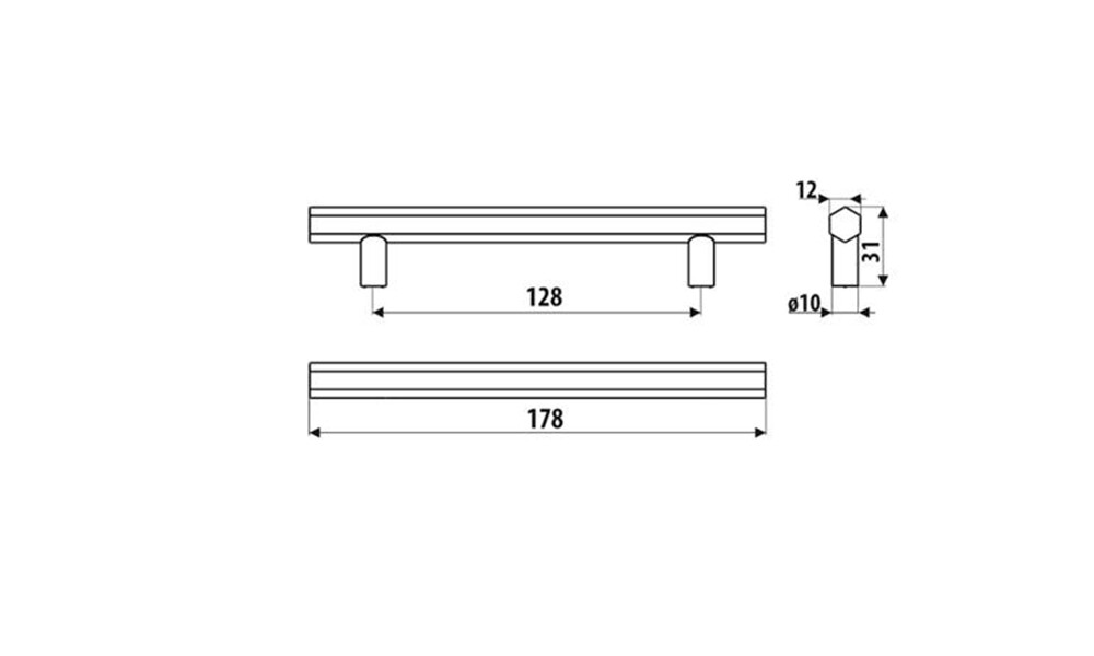 Tirador hexagonal RE33 negro 128