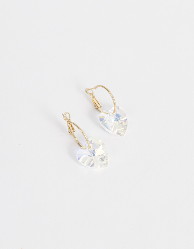 Aros Argollas Strass Corazón Argollas Con Corazón - Dorado