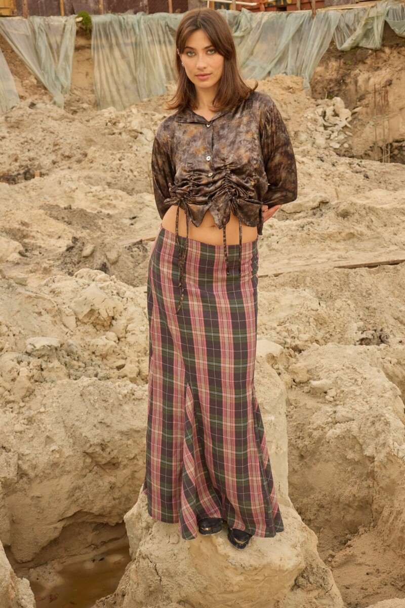 Long Scottish Skirt Verde / Rosa