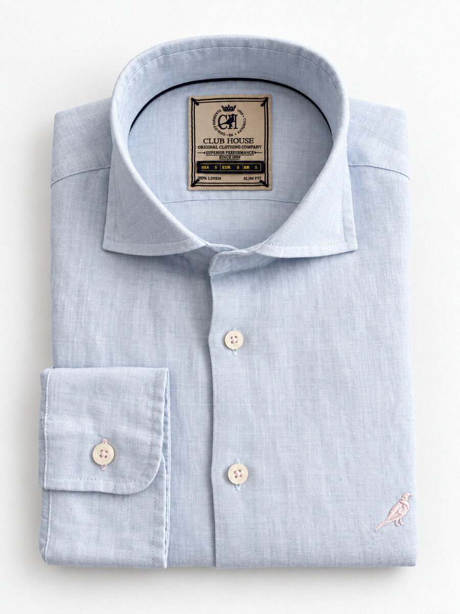 Camisa Lino Hudson Collar - Light Sky 