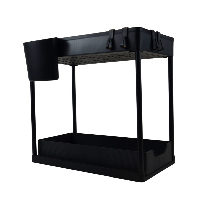 Organizador 2 estantes deslizables bajo mesada NEGRO