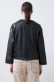 Chaqueta eco cuero calada negro