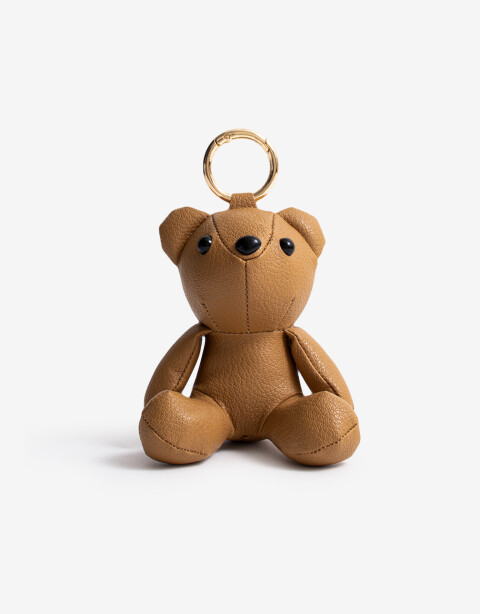 Llavero Cuero/PU Llavero Y Bag Charm De Oso - Marron Suela