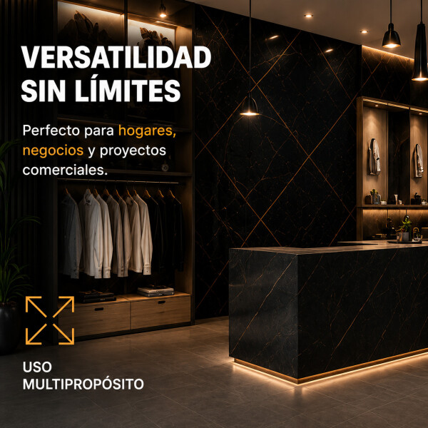 Placa PVC Símil Mármol Utilizables 2,2X1,22 Resistente 3Mm Negro