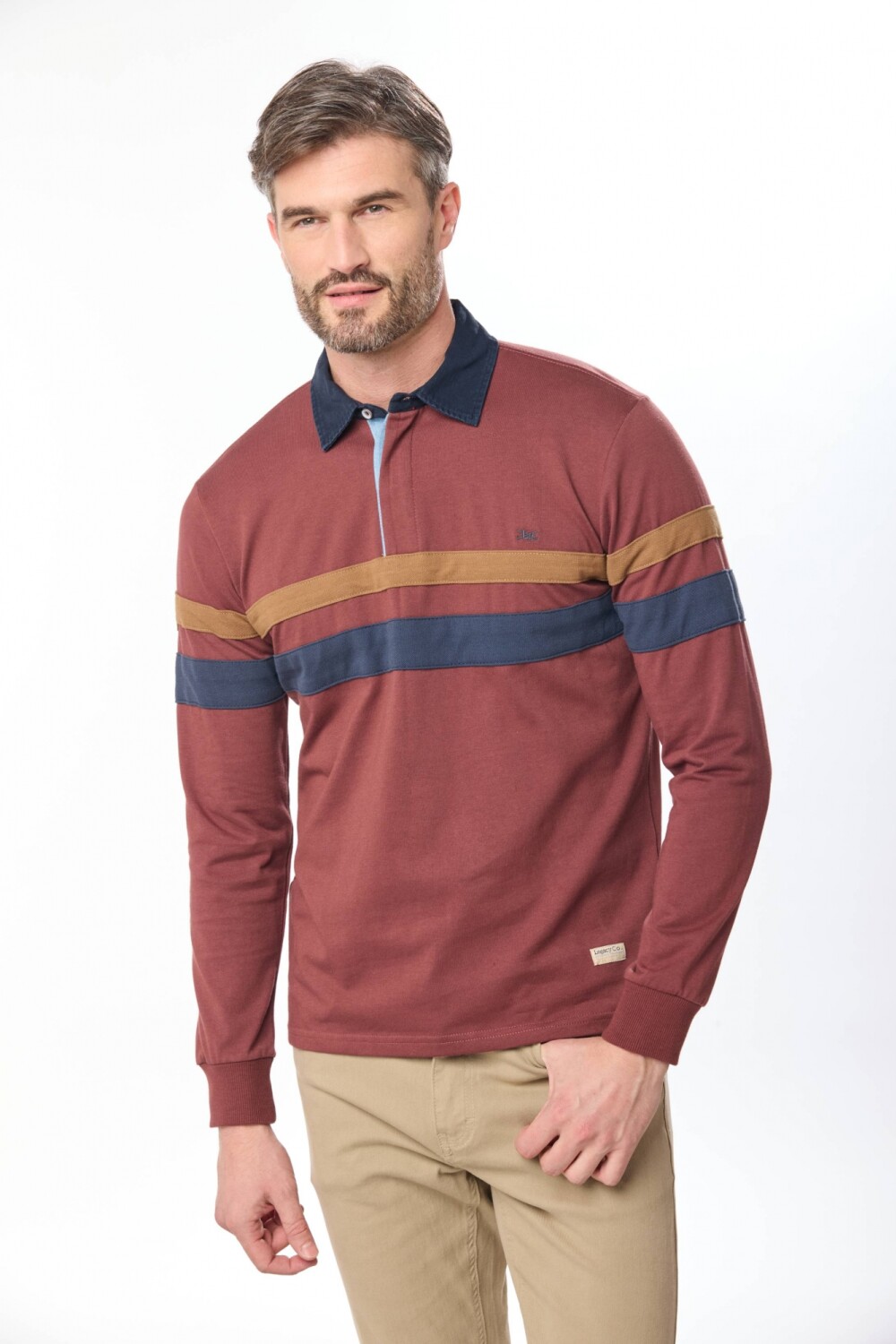 REMERA POLO RAYADA Bordo