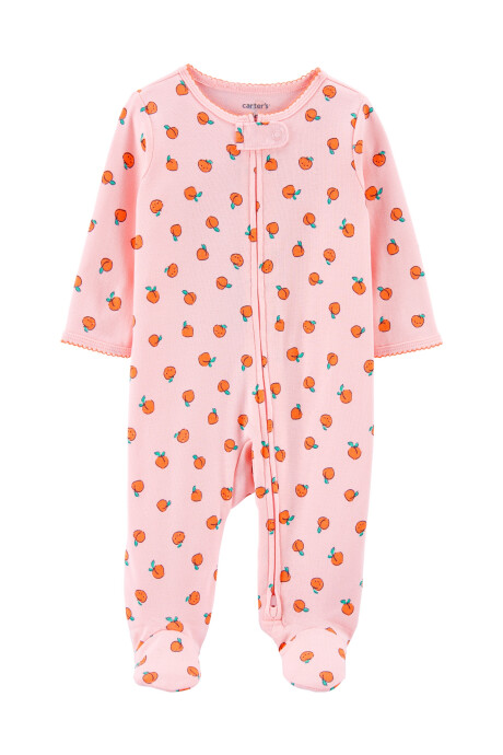 Pijama de algodón con pies diseño duraznos 0