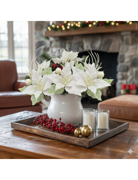 ESTRELLA FEDERAL C/RAMITAS  BLANCO 12 CM. ESTRELLA FEDERAL C/RAMITAS  BLANCO 12 CM.