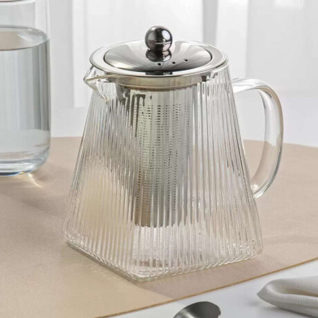 Tetera de vidrio facetado base cuadrada 750ml