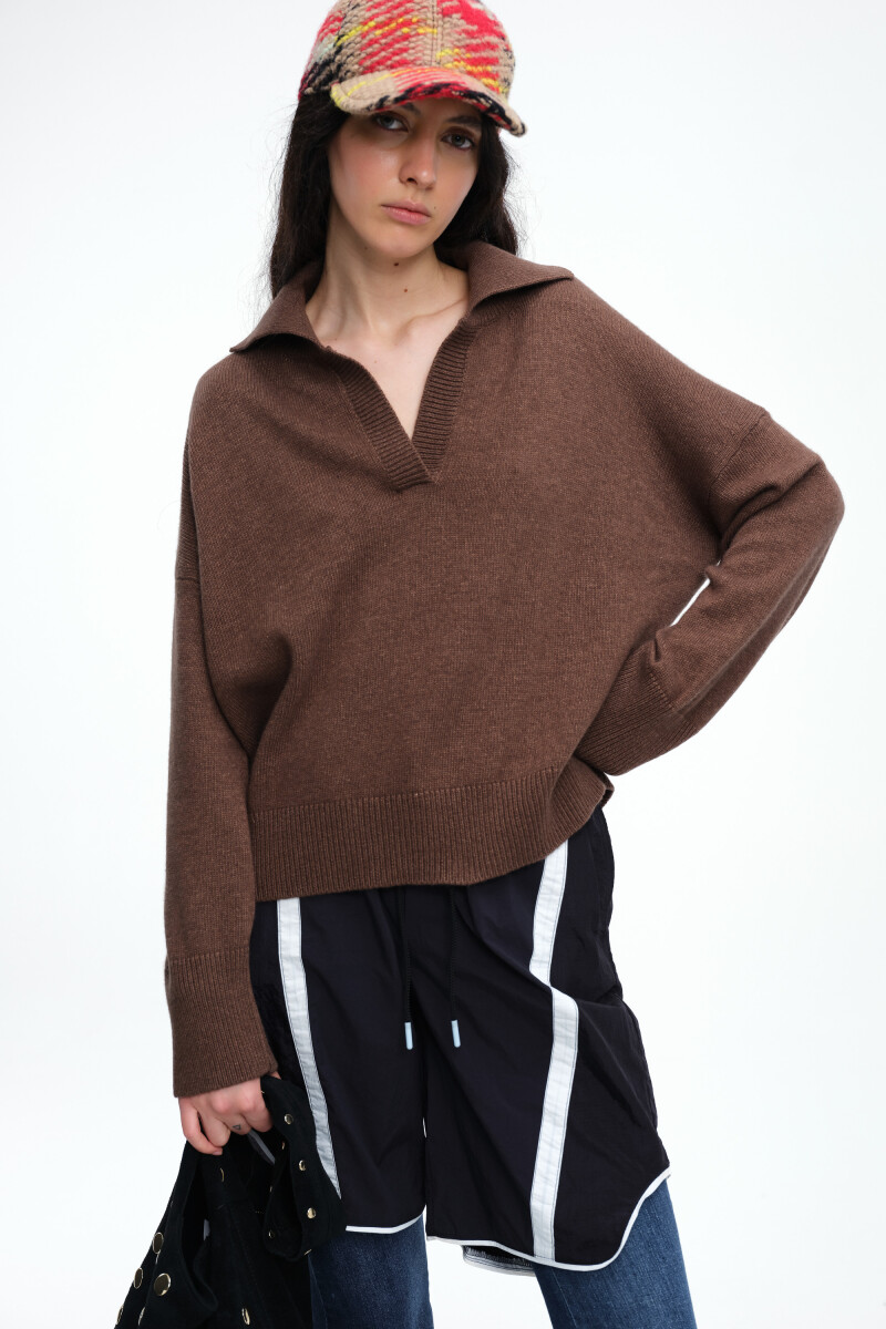 SWEATER COLLAR Marron