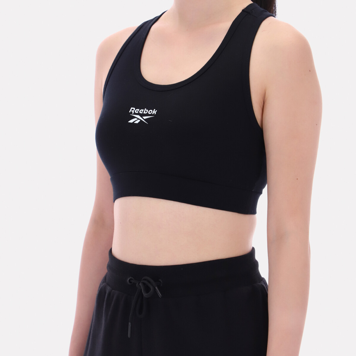 Piper scoop neck small logo bra top - Negro 