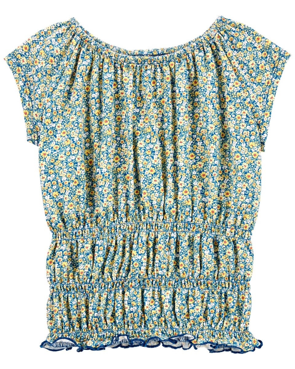 Blusa de jersey fruncido diseño floral 